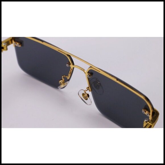Rimless Rectangle Sunglasses Retro Fashion UV Protection Metal Frame 5 Pairs main image 6